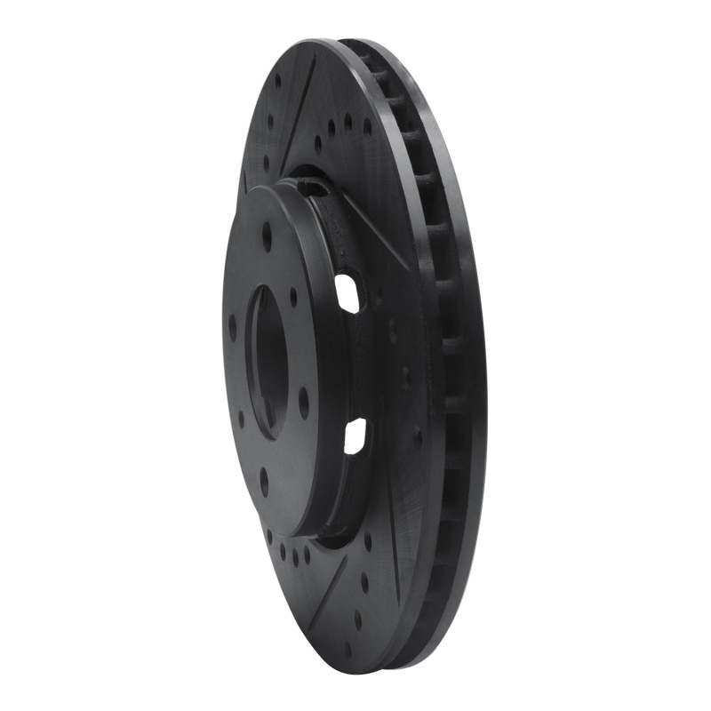 Volvo S40 Brake Rotor (1) - Front Left - R1 Concepts - Drilled & Slotted - Black - `00-`04